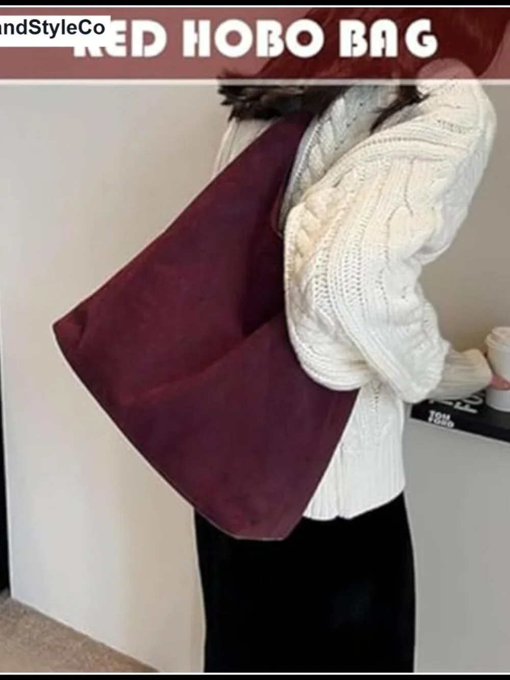 Suede Slouchy Hobo Bag Women Shoulder Tote Tablet Work